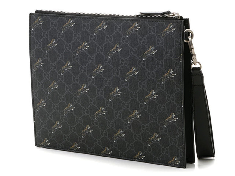 Gucci Bag Gray Shoulder Black Leather Gray Black